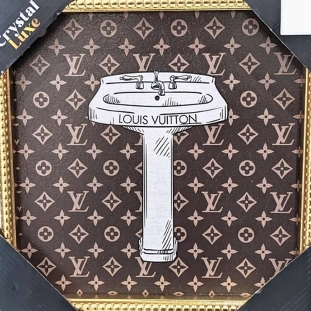 Crystal Luxe LV Louis Vuitton Bathroom‎ Framed Wall Decor